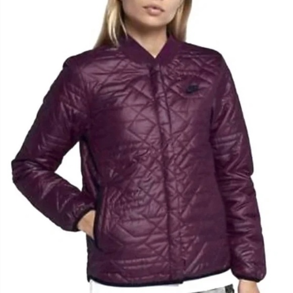 Nike Huarache Run Quilted Bomber Jacket Prima loft Purple Small - Picture 1 of 8